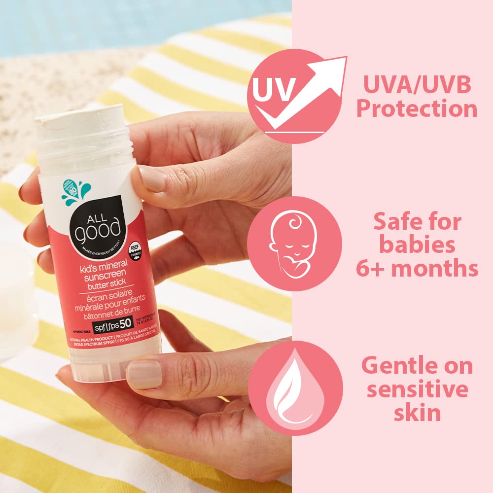 Butter stick applied on a child’s face for easy coverage