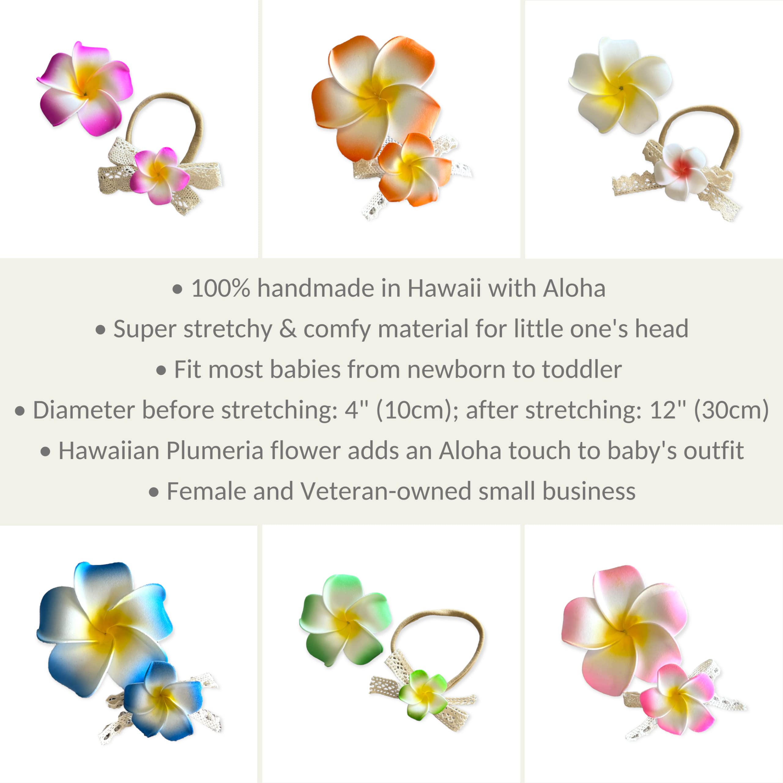 Baby wearing All Things Lani plumeria clip in Grass