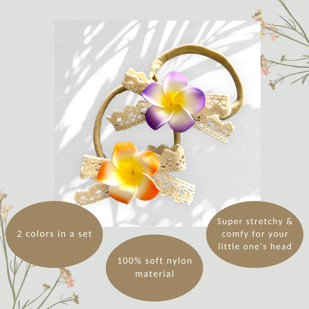 All Things Lani sunset headband closeup highlights bloom details for photos.