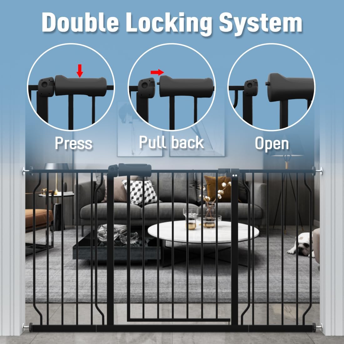 ALLAIBB auto-close walk-through gate in action for convenient one-handed passage