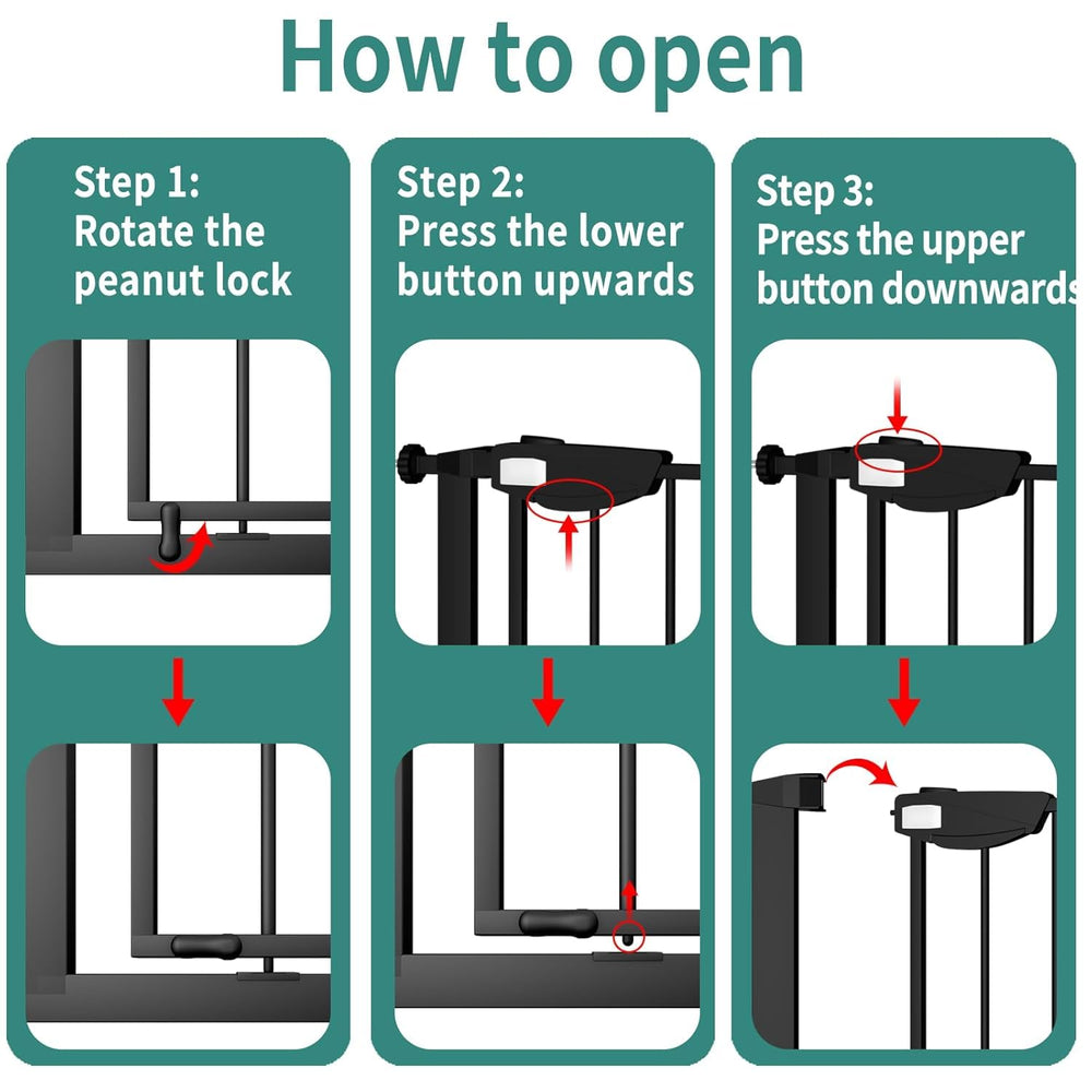 AllaiBB pressure-mounted extra-wide gate fits wide openings without drilling.