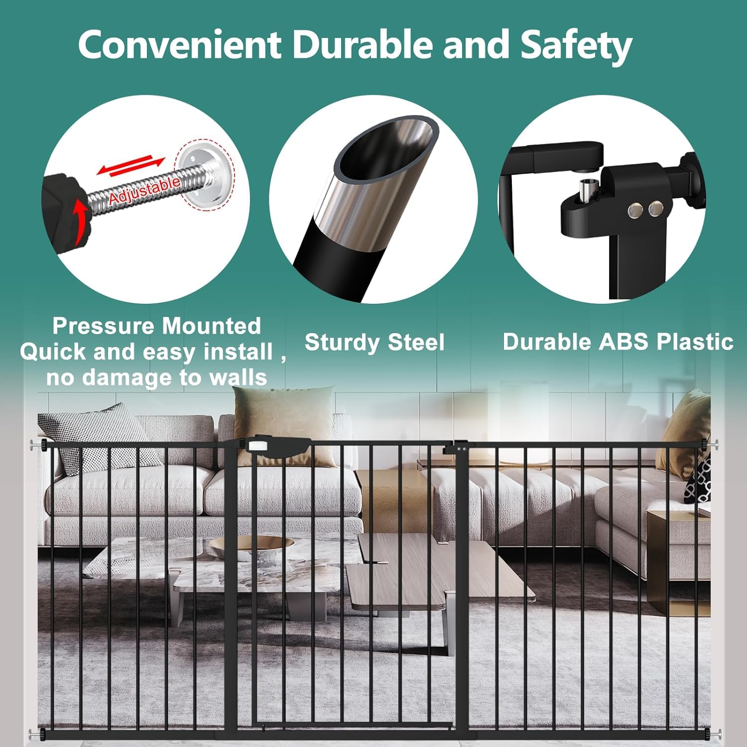 ALLAIBB auto-close feature, baby-safe and pet-friendly home gate.