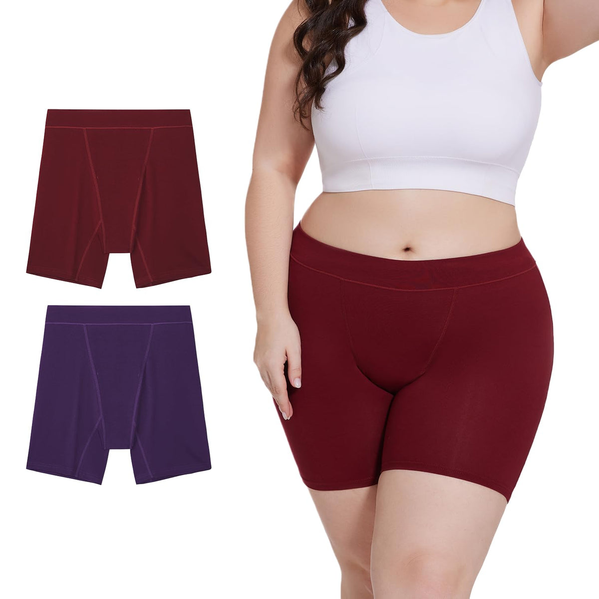 Allbase heavy-flow boxer briefs front view provide discreet protection for heavy flow days.