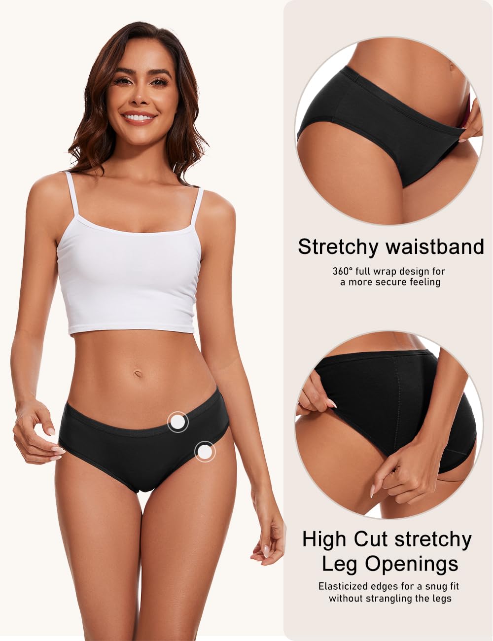 AllBASE underwear with waterproof gusset for leak protection on heavy days.