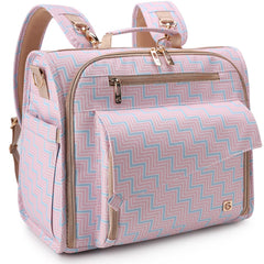 ALLCAMP Diaper Backpack pink front view showing stylish design and practical storage.