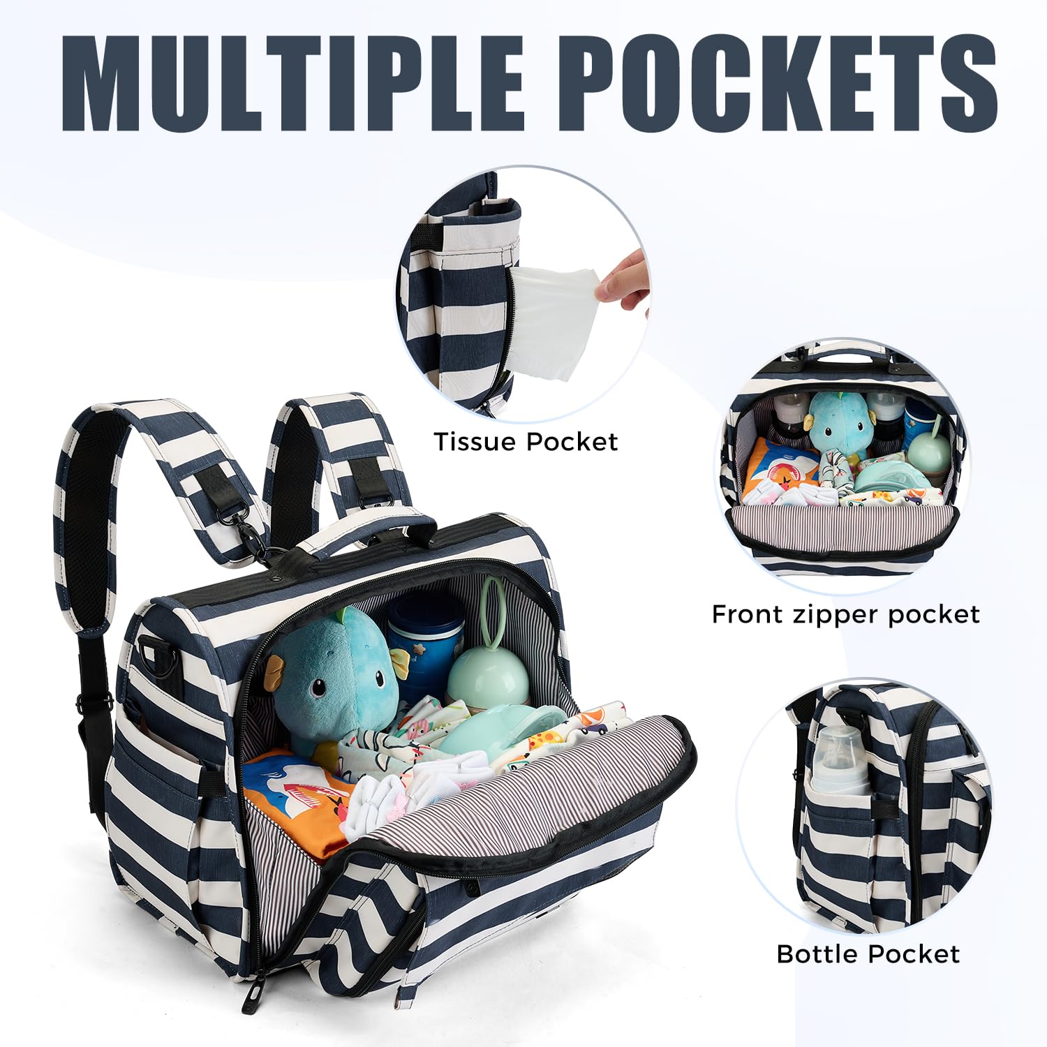 ALLCAMP diaper bag backpack wide opening for quick access to baby essentials.