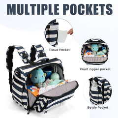 ALLCAMP diaper bag backpack wide opening for quick access to baby essentials.