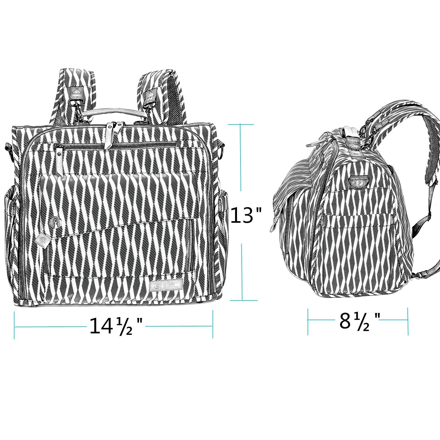 ALLCAMP diaper bag featuring stroller hooks for hands-free on-the-go use.