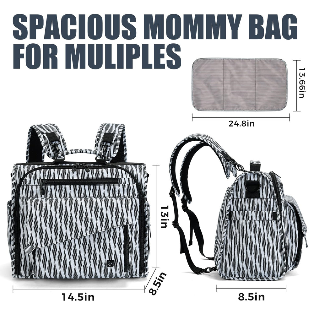 ALLCAMP diaper bag with waterproof fabric and changing pad for mess-free changes.