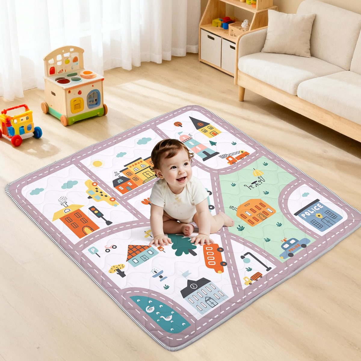 alldomess baby play mat 50x50 with soft surface for comfy tummy time.