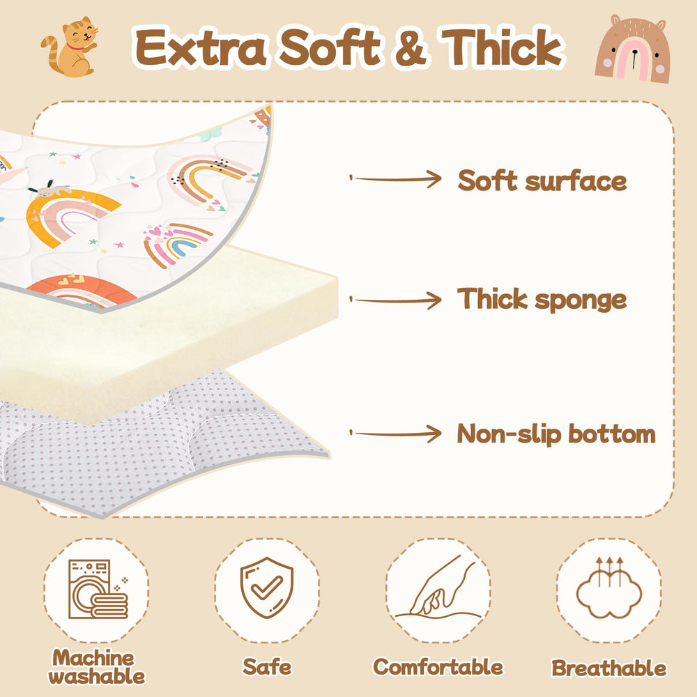 Alldomess Baby Play Mat Boho Rainbow pattern stimulates curiosity
