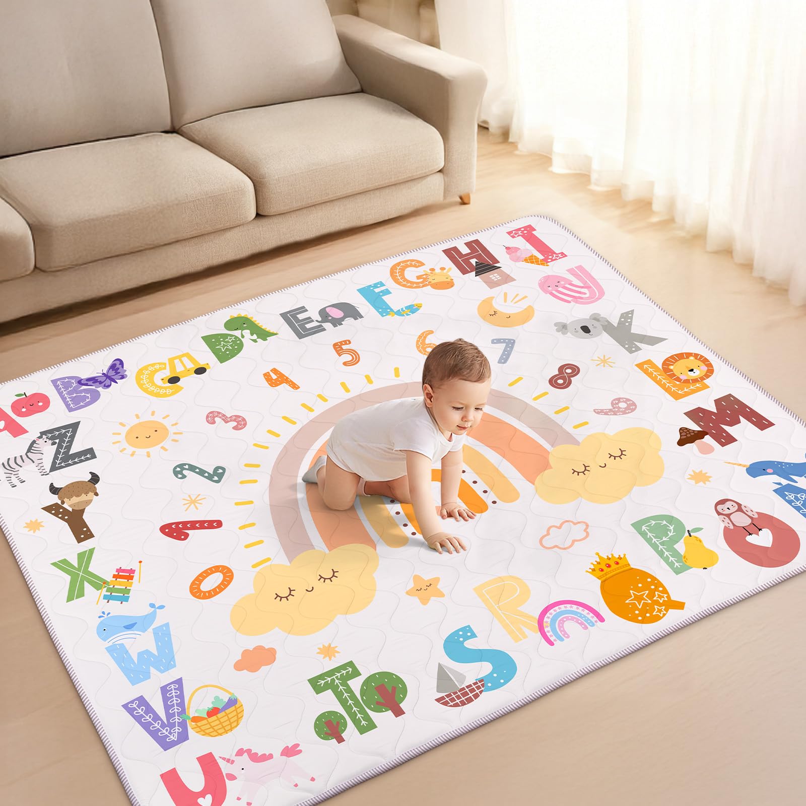 Alldomess baby playmat 71x59 inch cushions tummy time and play