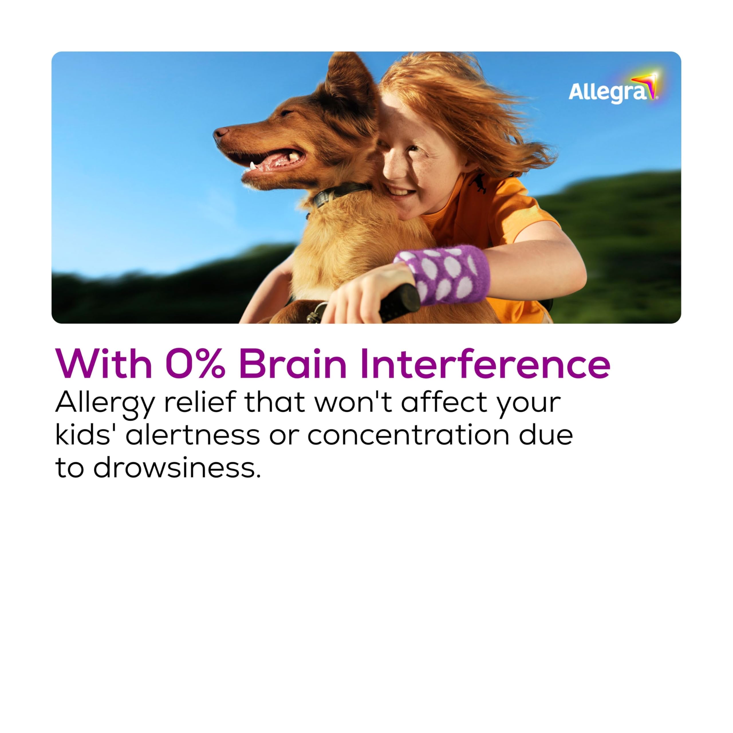 Allegra Children fexofenadine ingredient note on packaging.