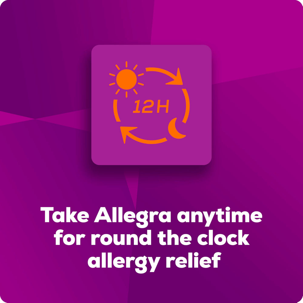 Allegra Children indoor-outdoor allergies box features pollen icons.