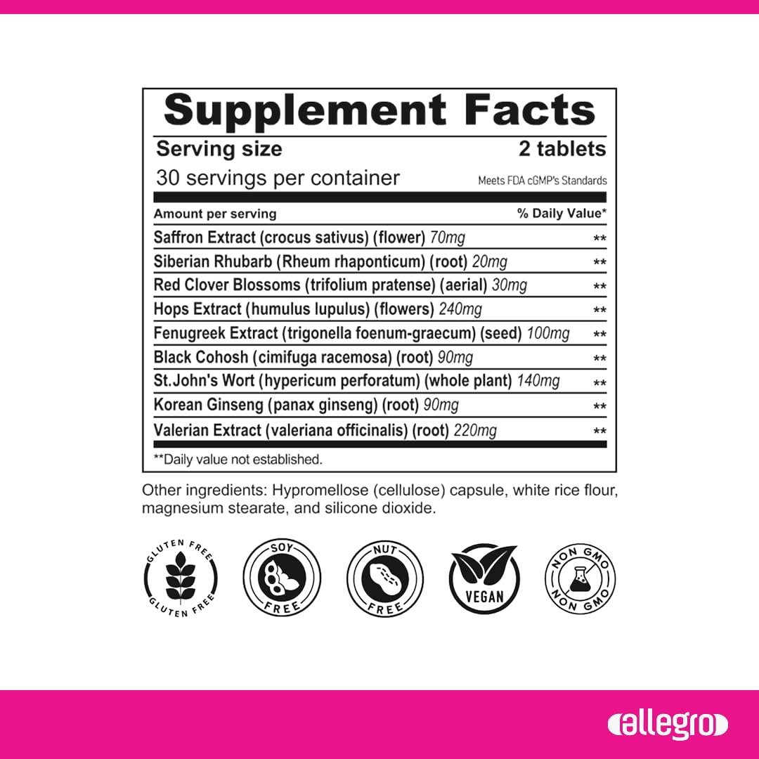 Allegro Menopause Relief bottle pour capturing convenient hot flash relief routine.
