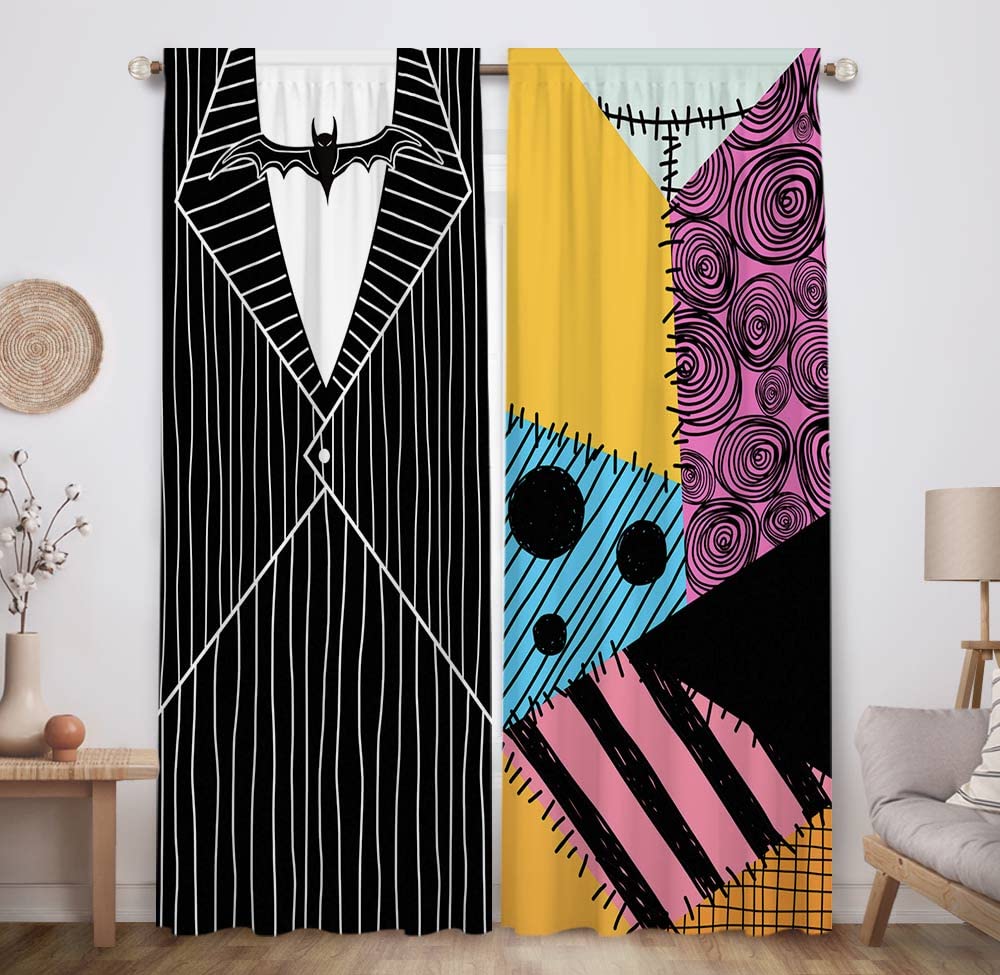 Allenjoy Halloween Nightmare curtain window view showing kid-friendly decor
