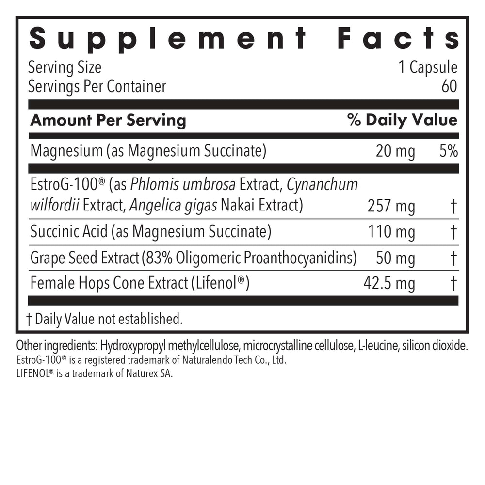 Flashes No More label front highlighting key ingredients for menopause support