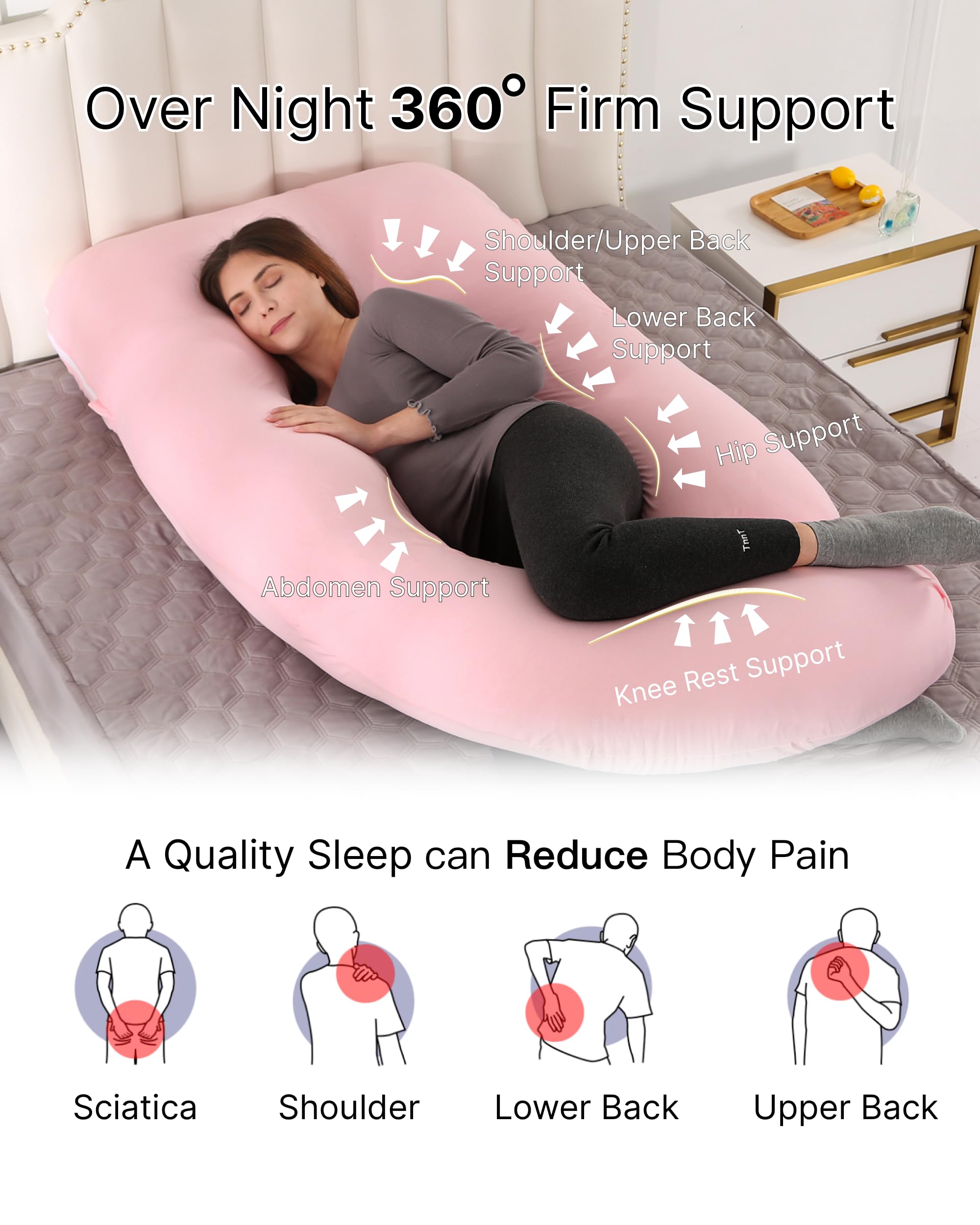 ALLOPERA removable velvet cover on pink pillow for simple cleaning and care.