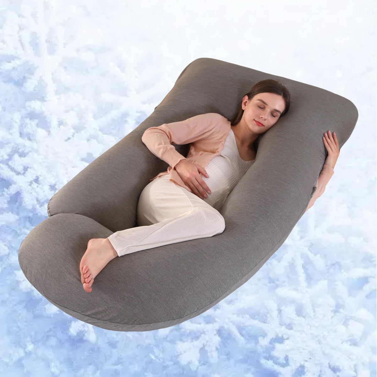 ALLOPERA pregnancy pillow 57-inch full-body supports the entire night.