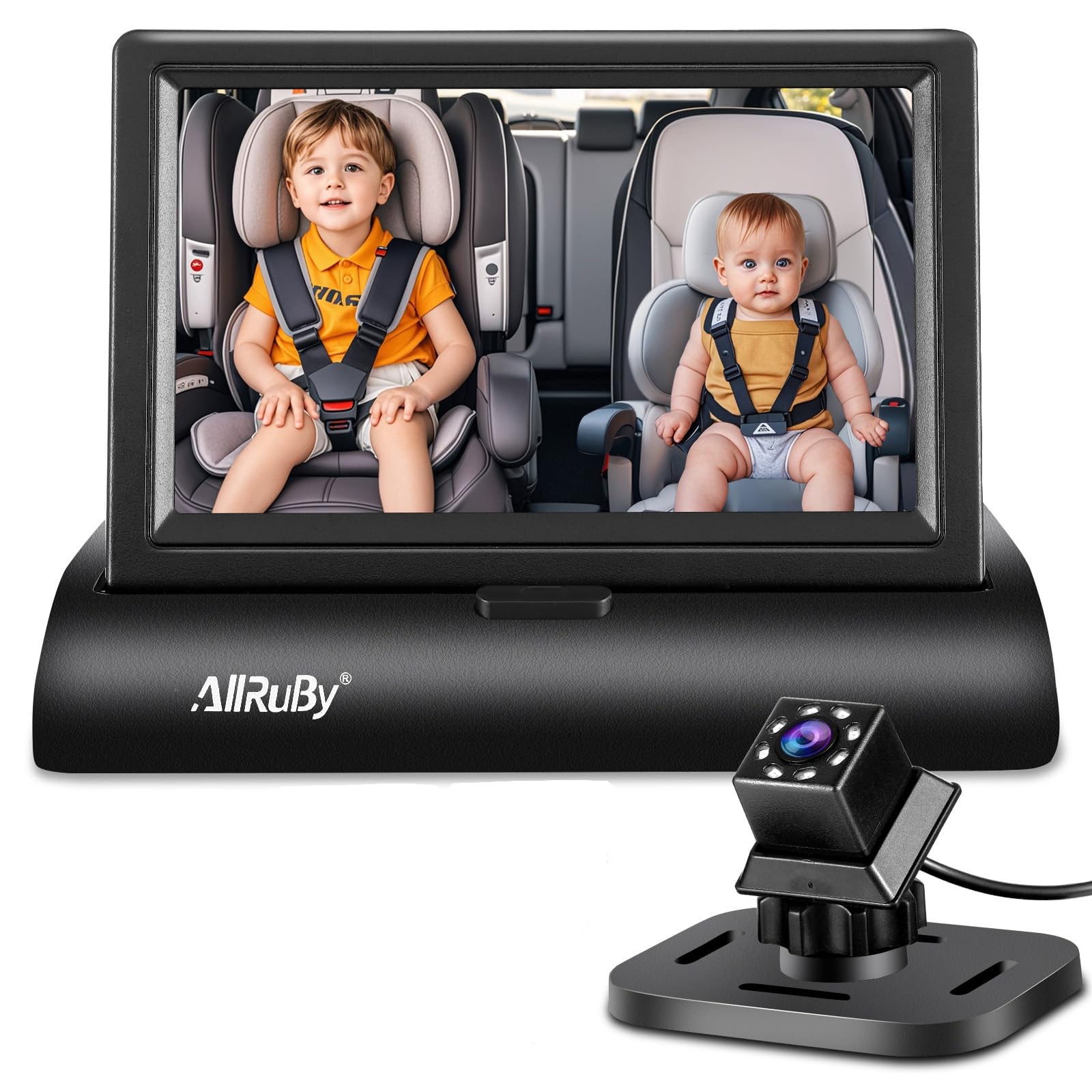ALLRUBY baby car camera monitor front view for clear rear-seat visibility