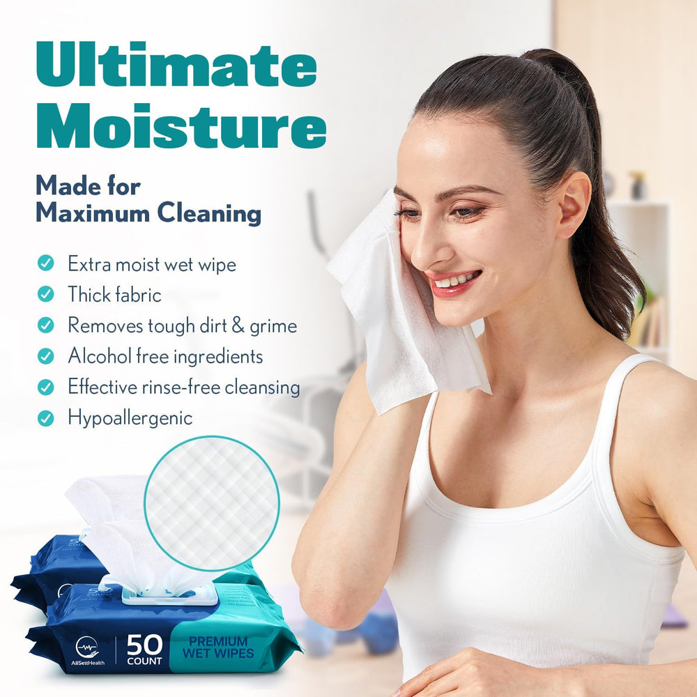 AllSett Health aloe-infused wipes provide gentle waterless cleansing
