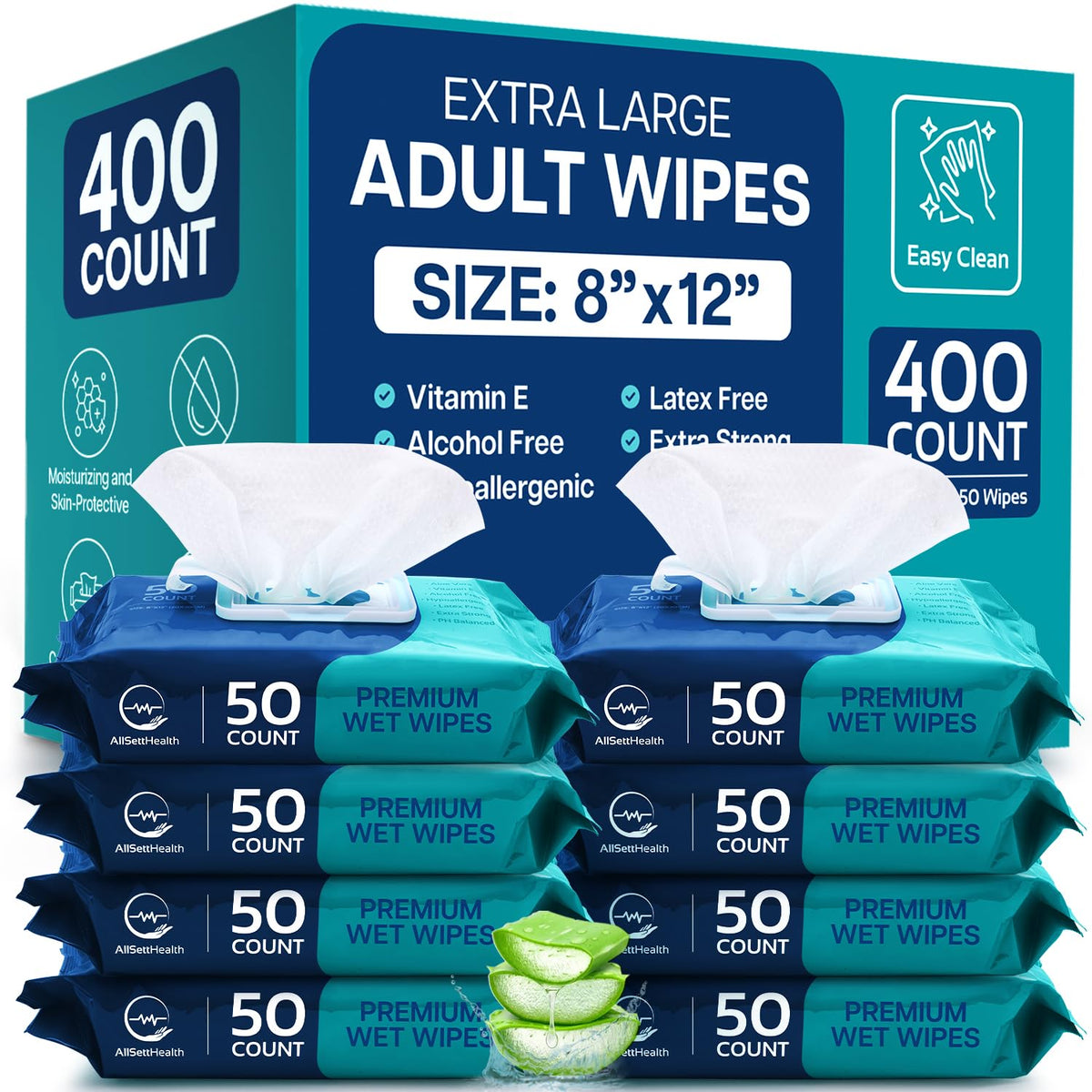 AllSett Health adults body wipes in an open pack for quick refresh