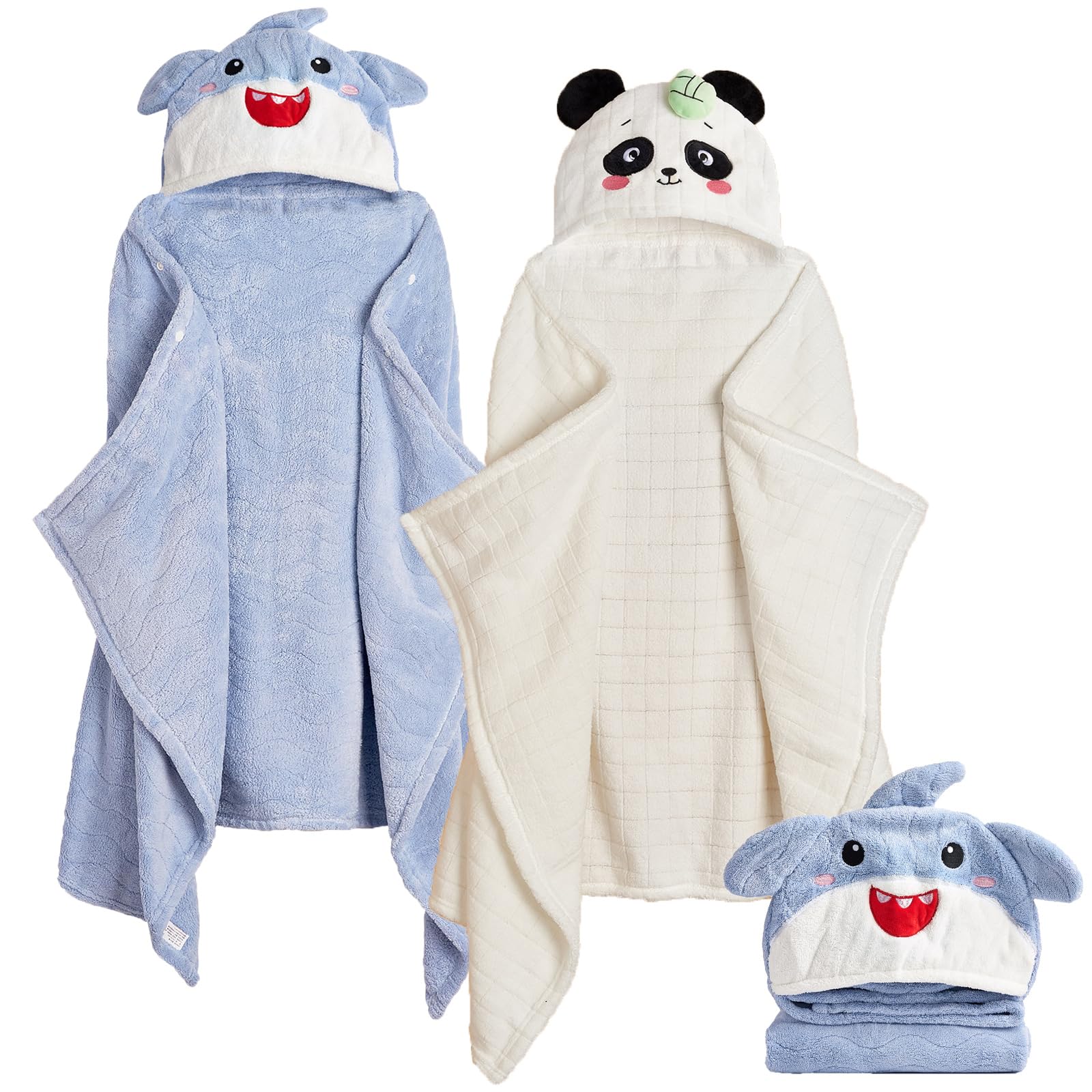 Allureza hooded toddler towel with animal hood closeup, soft and cozy for quick after-bath drying