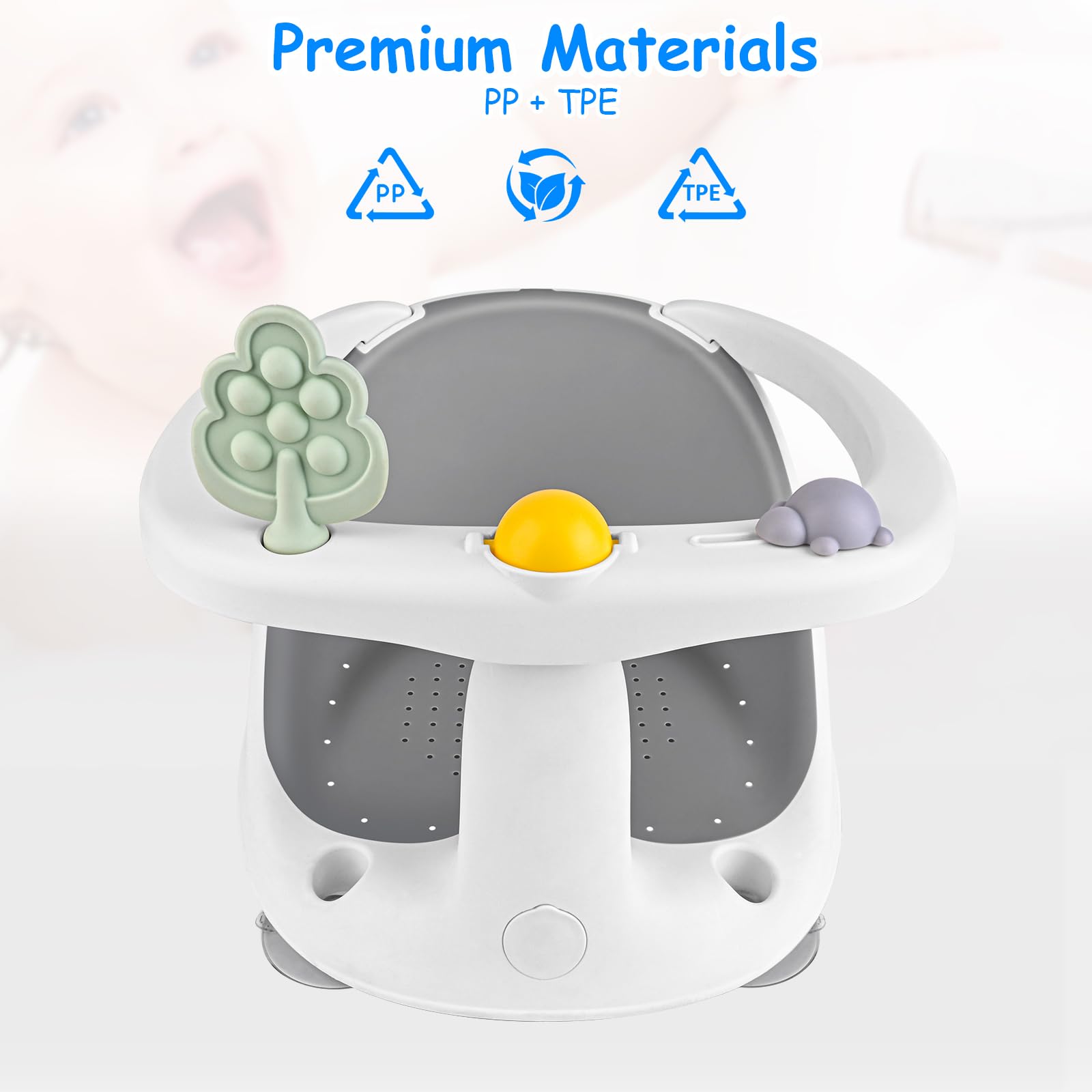 ALNUY bath seat ergonomic design supports growing child