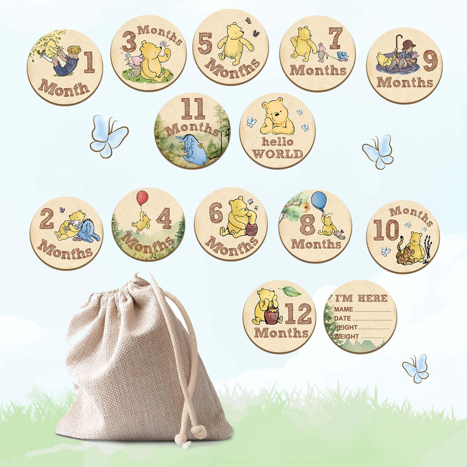 ALodr Winnie milestone props elevate monthly photos with whimsy