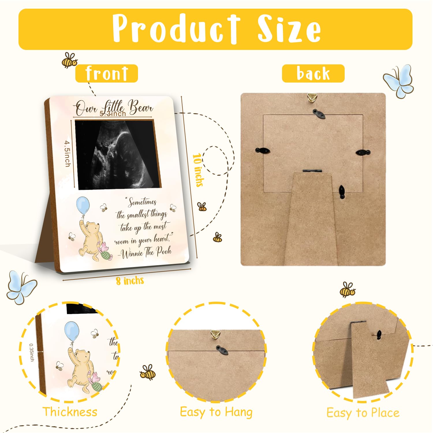 ALodr Winnie Gender Reveal Frame highlights celebration and photo keepsakes.