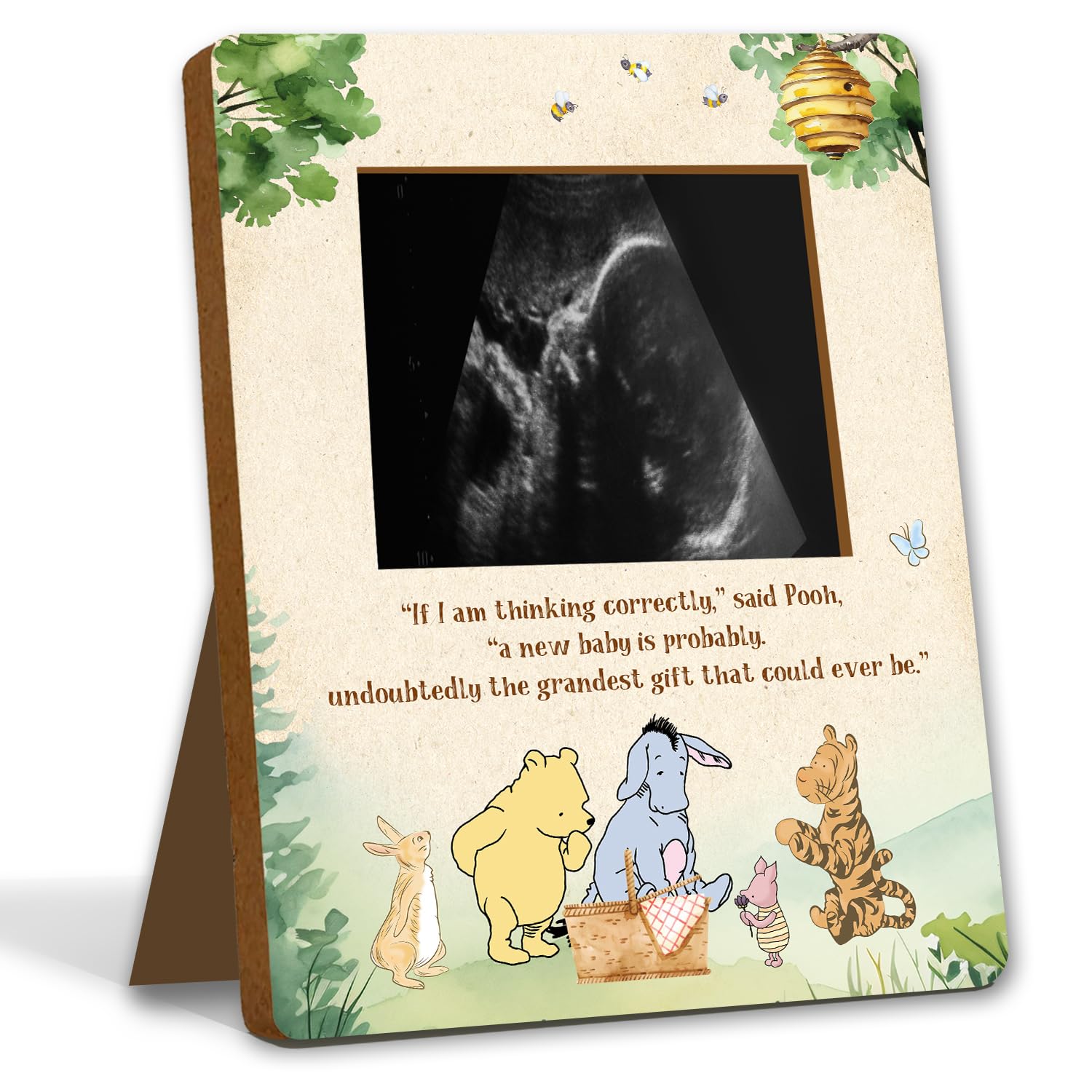 ALodr Winnie pregnancy milestone frame displaying ultrasound photo for a cherished keepsake.