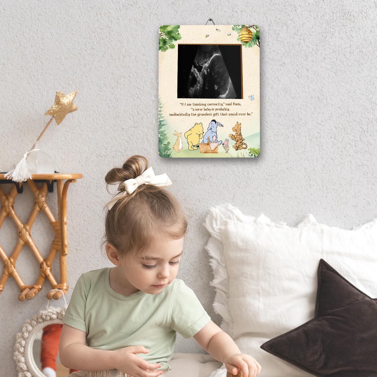 ALodr Winnie wooden frame with refined detailing ideal for nursery decor.