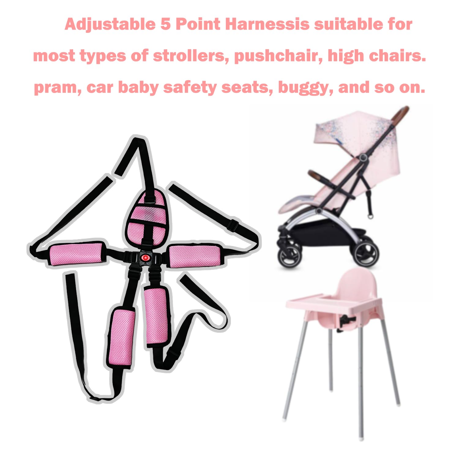 Alovexiong pink dining-chair harness ready for versatile parent use.