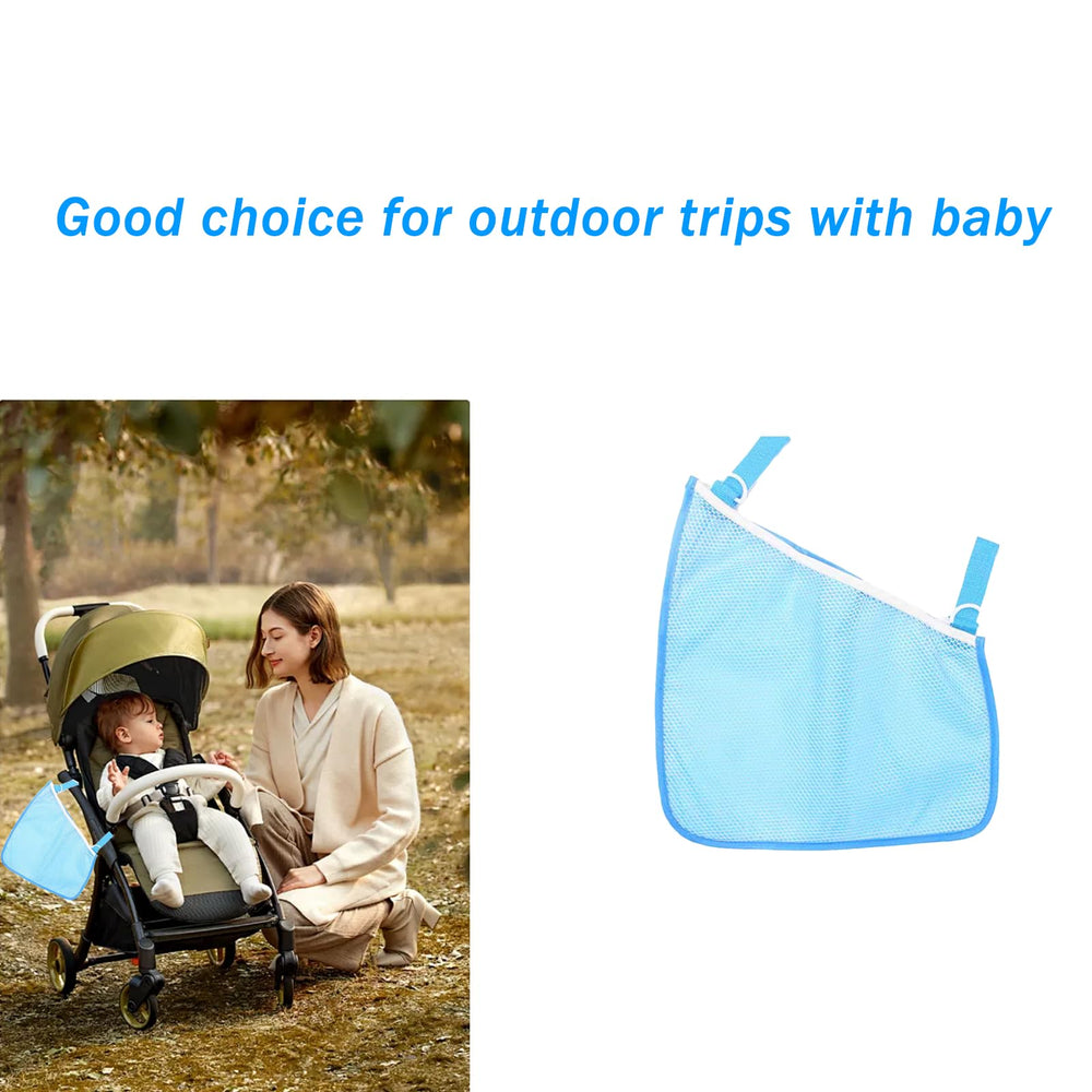 Alovexiong blue cargo nets on both sides of stroller for balanced storage