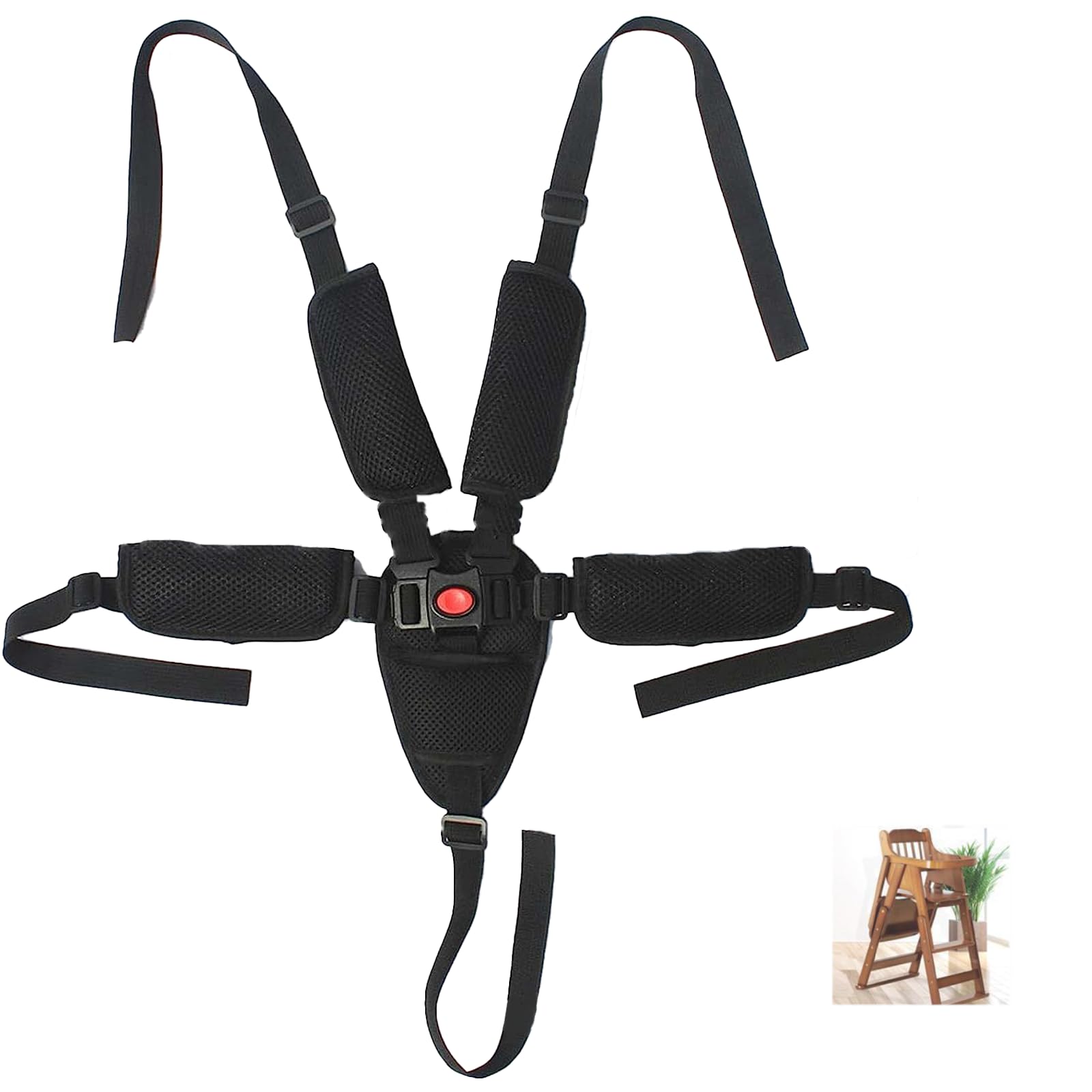 Alovexiong universal five-point harness baby seat belt secures movement during meals and travel