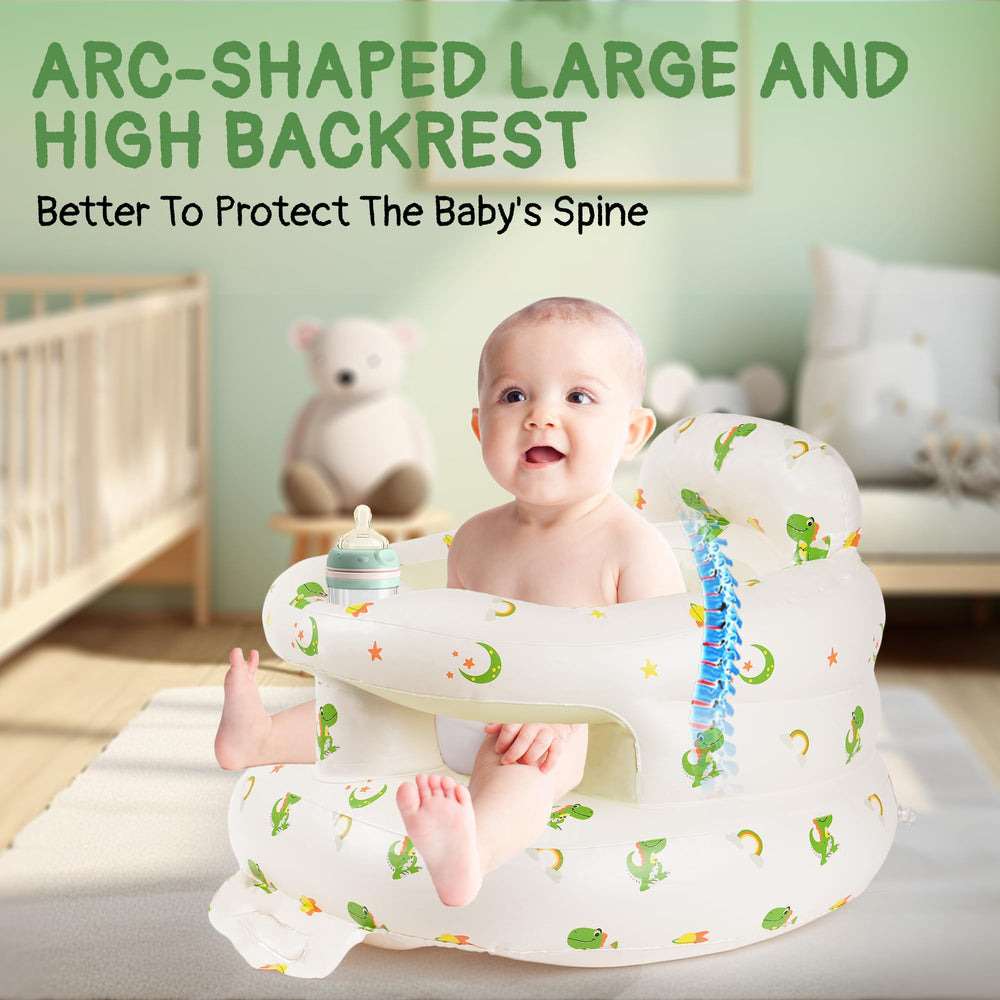 Aloxina Dinosaur Sit Me Up Seat with built-in pump makes inflation easy anywhere.