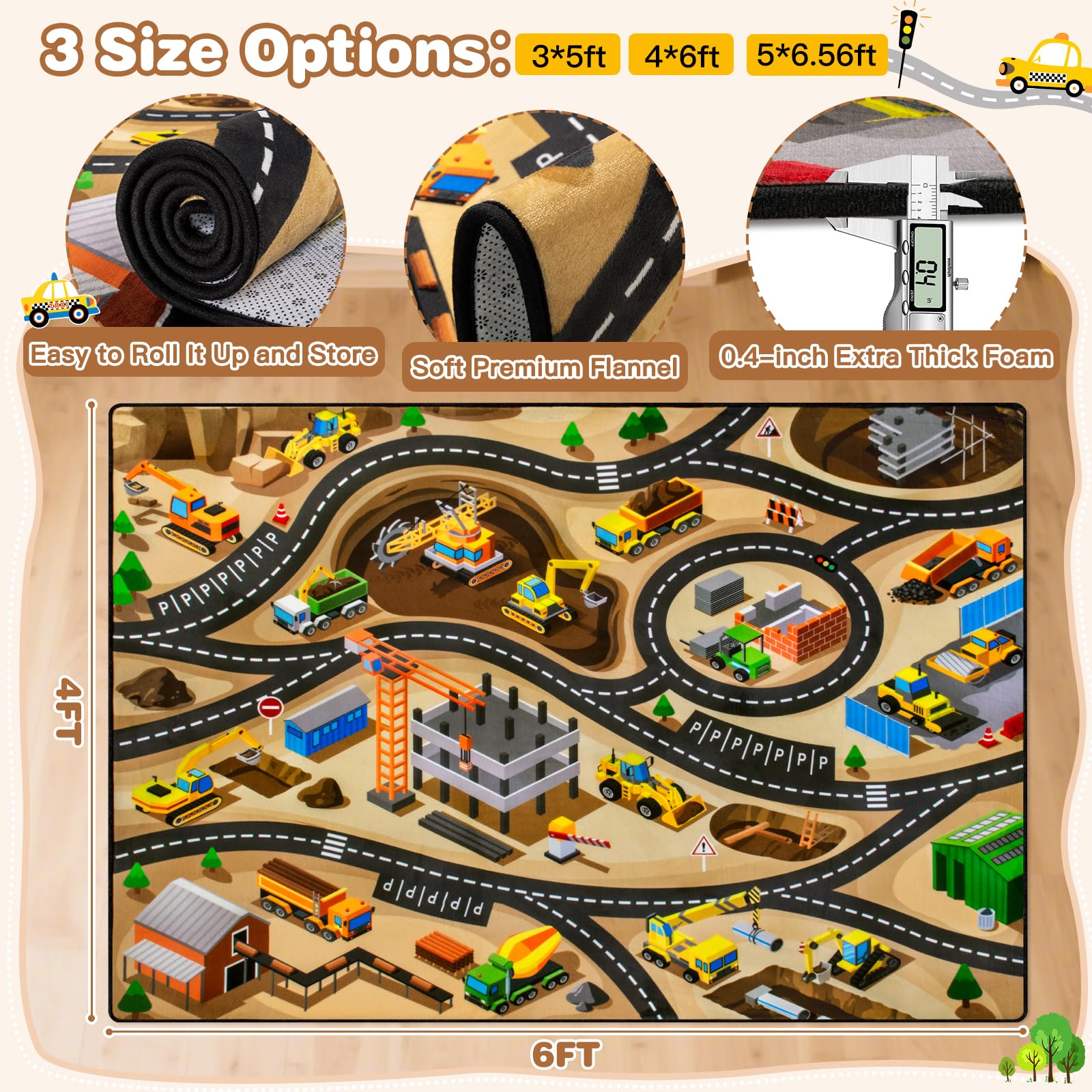 AlphabetAcre rustic cartoon construction pattern inspires creative, pretend-building sessions.