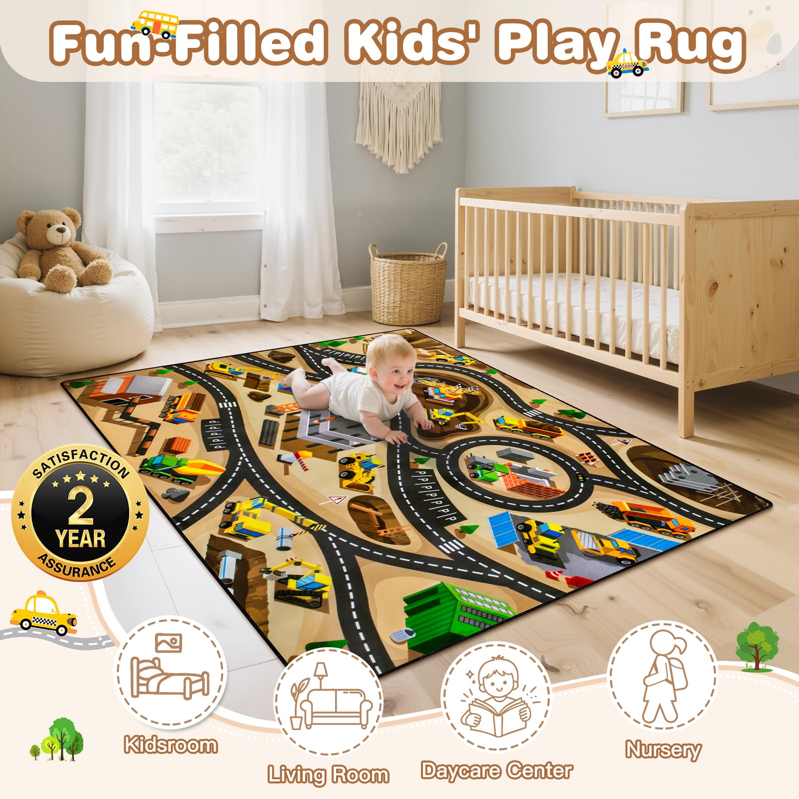 AlphabetAcre stain-fade-resistant play mat keeps colors vibrant through daily use.