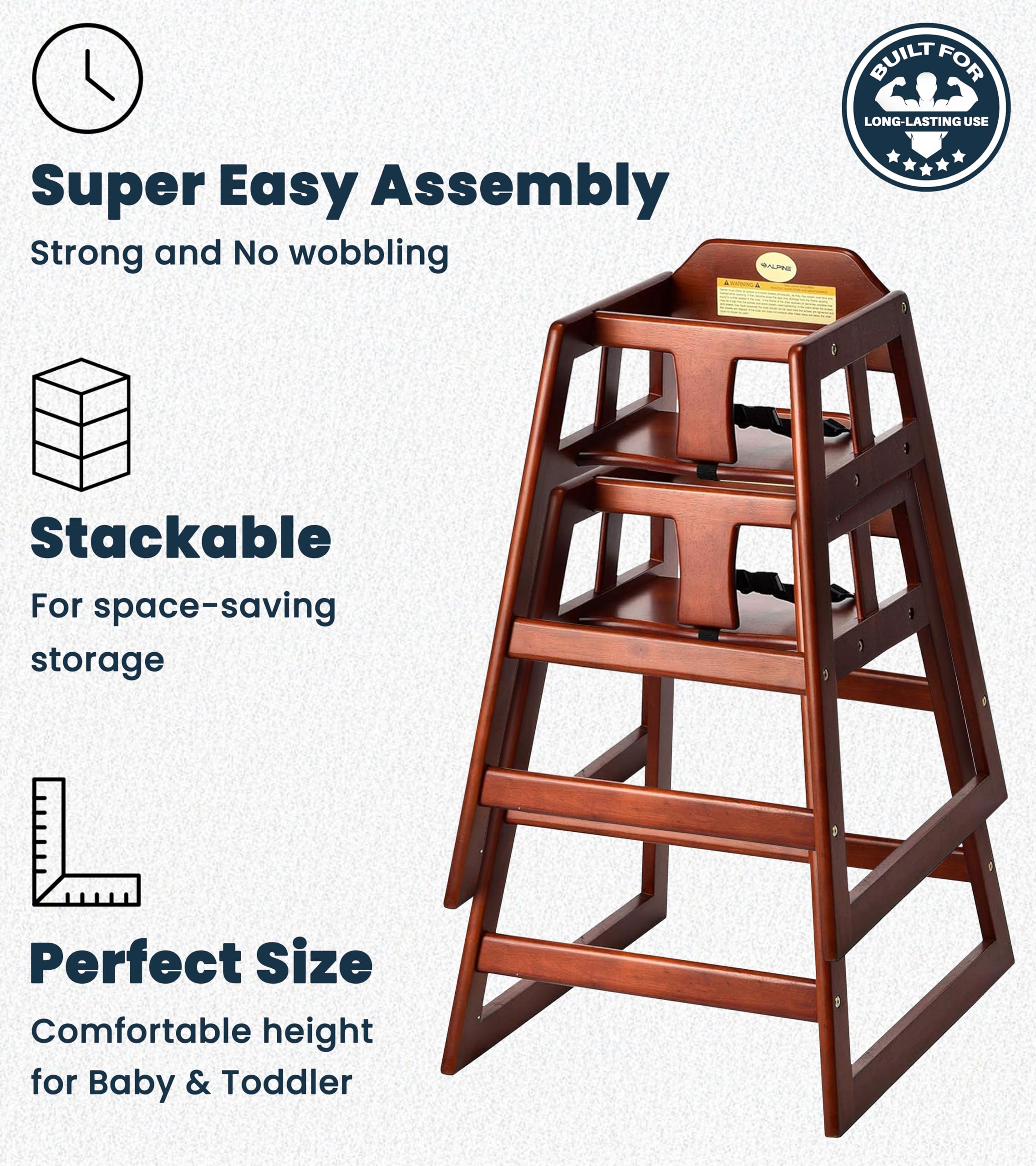 Alpine high chair easy installation and quick setup for busy restaurants.