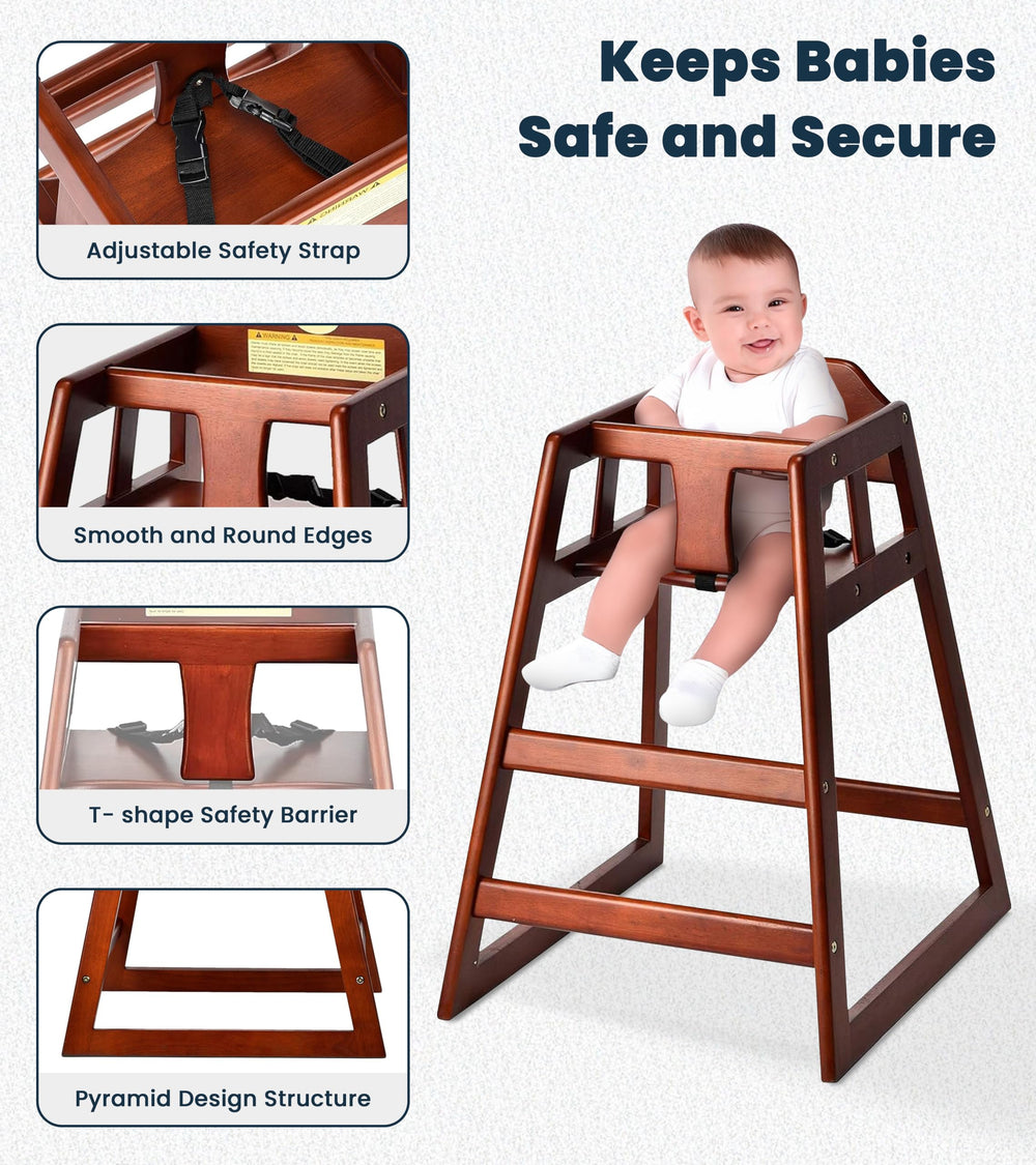Alpine high chair pyramid base offers stable, tipping-resistant support.