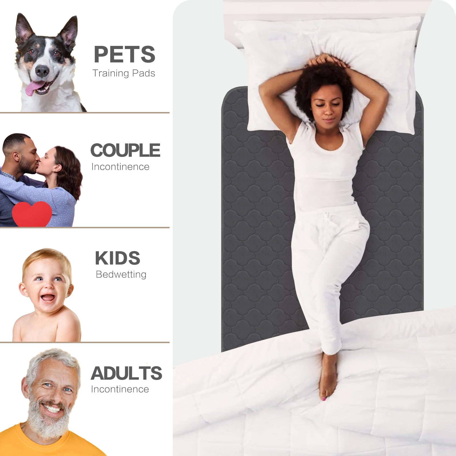 Alsunny bed pad placed on bed and sofa for surface protection.