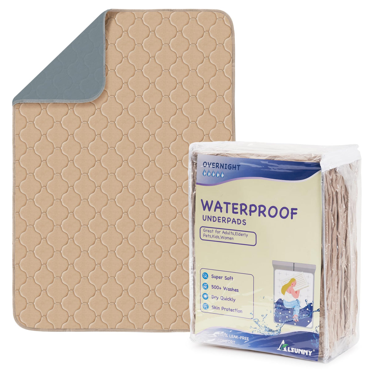 Alsunny hospital-grade pads 36x52 waterproof protect beds and furniture.