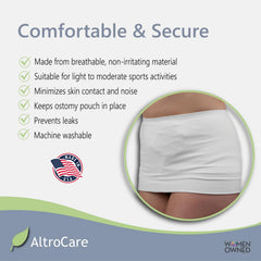 AltroCare Stoma Support Garment pouch-cover reduces noise and enhances security during activity.