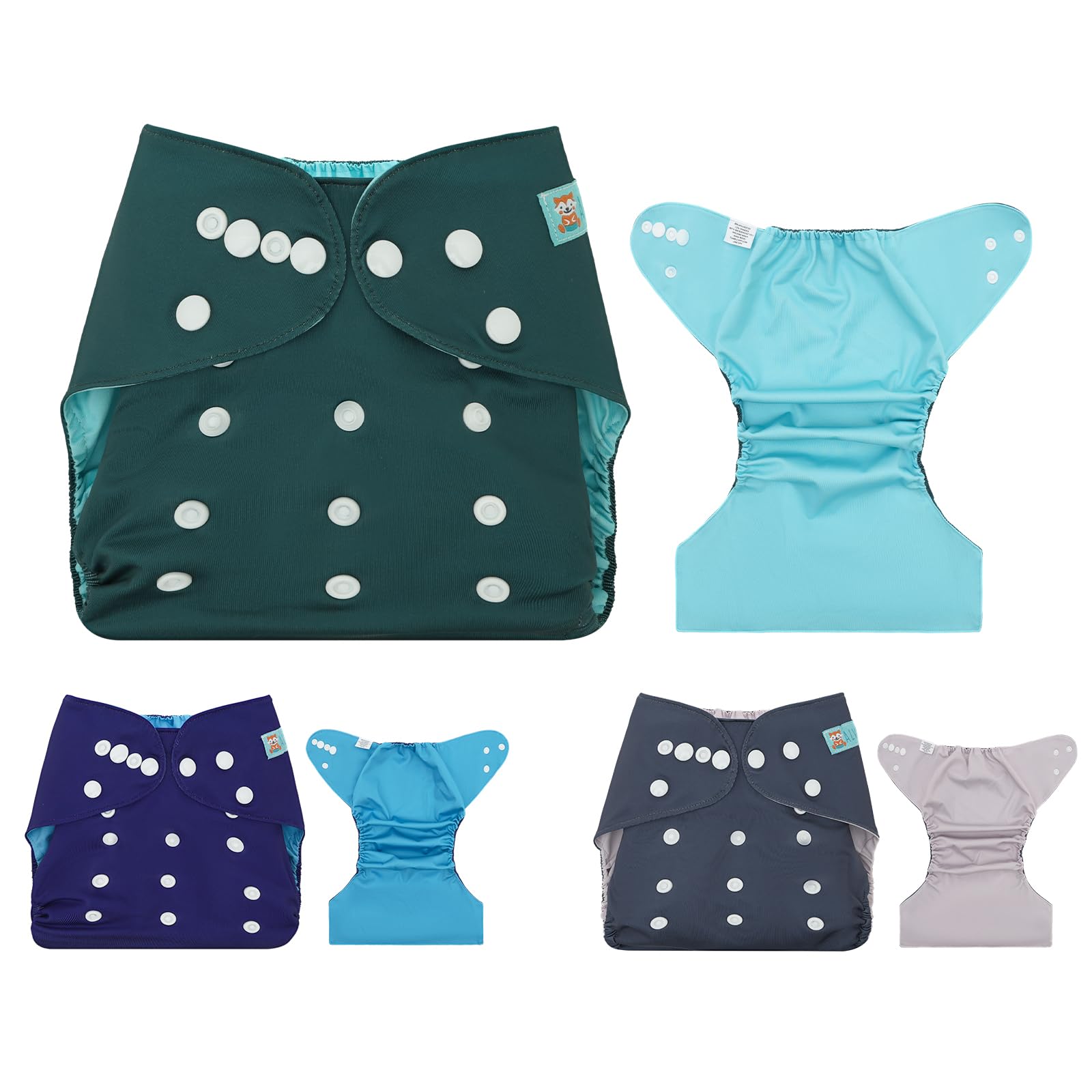 ALVA diaper cover showing hip and crossover snaps for secure fit