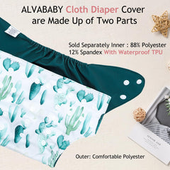 ALVA diaper covers highlight crossover snaps for reliable adjustments.