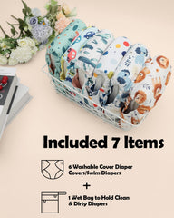 ALVA diaper covers show hip and crossover snaps for secure fit.