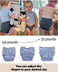 ALVA diaper cover with waterproof, breathable inner layer for baby comfort