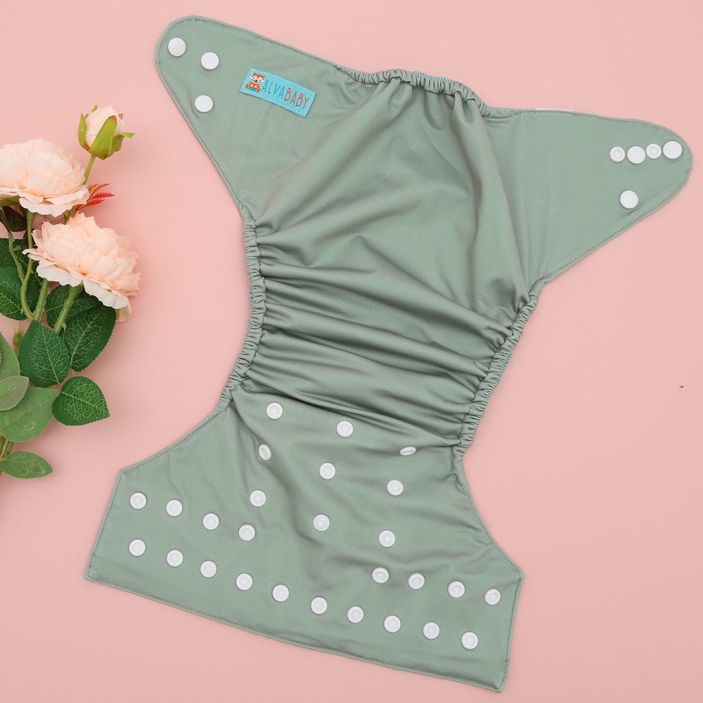 ALVABABY diaper cover doubles as a swim diaper for water play.