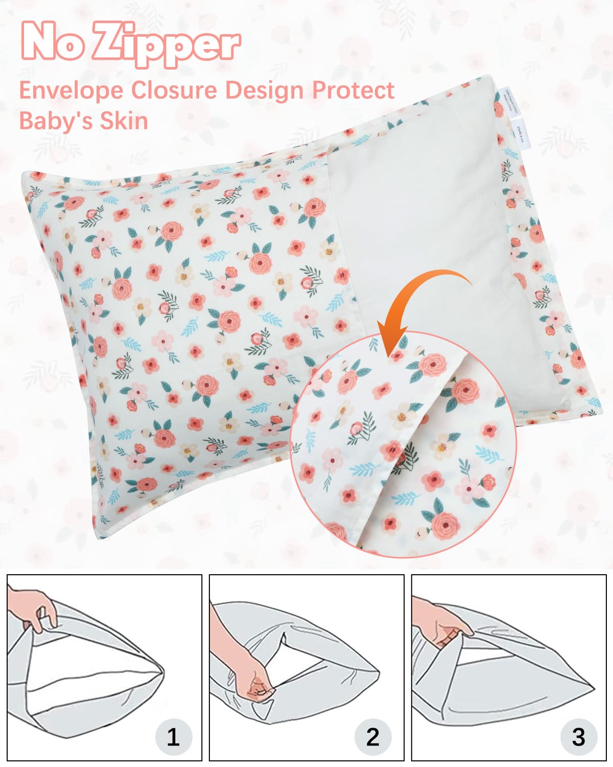 ALVABABY envelope-closure pillowcase offers easy on off during bedtime.
