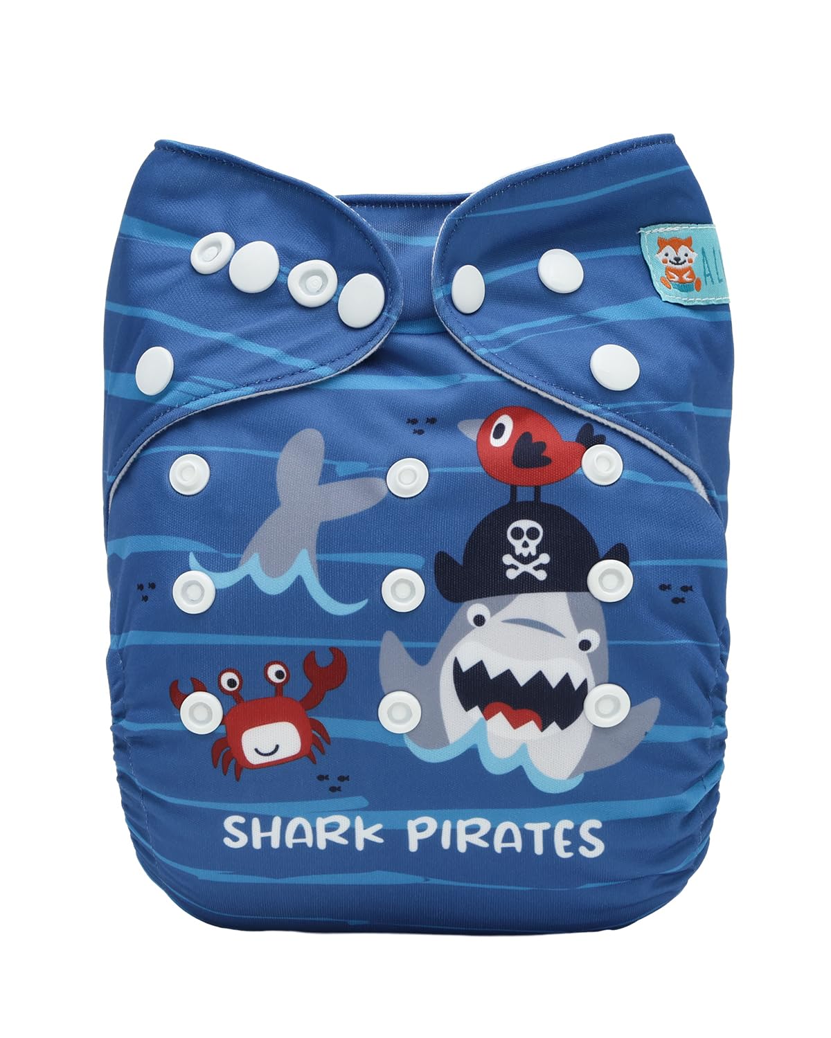 ALVABABY one-size adjustable cloth diaper with two inserts for a snug, reusable fit.